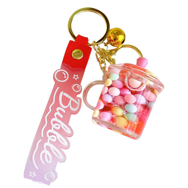 Wholesale Acrylic Oil-In Mugs Liquid Quicksand Keychain